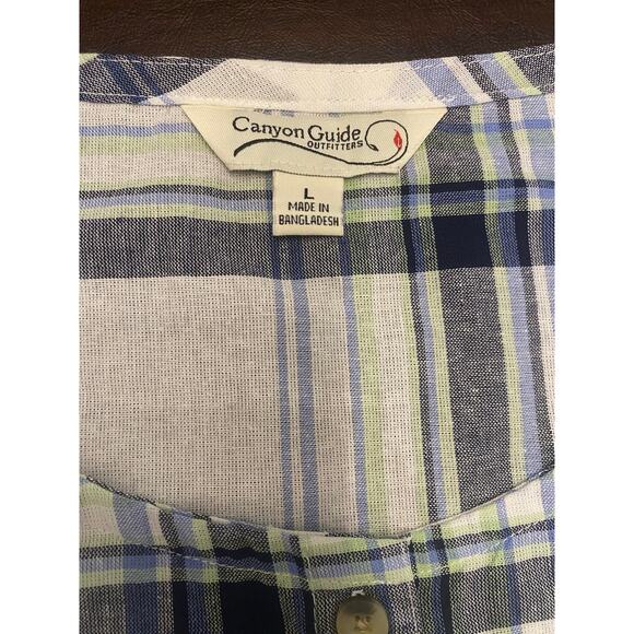 NWT Canyon Guide Outfitters 100% Cotton Button Front Plaid Top (L) Hiking Gorp - Picture 3 of 8